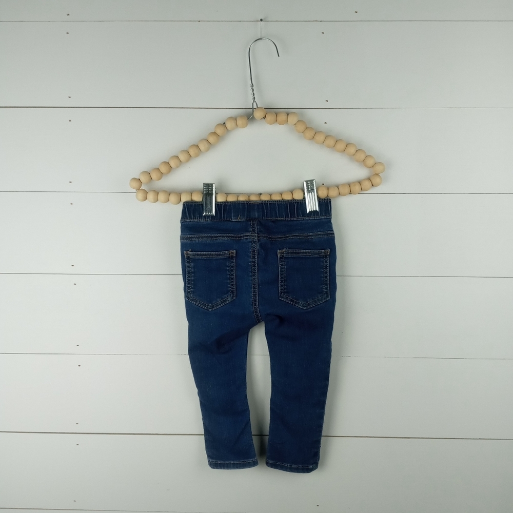 H&M girls size 9-12 mos denim elastic waist skinny jeggings no pockets on side - Picture 7 of 7